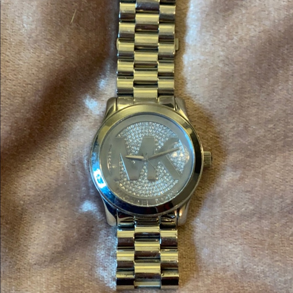 Silver Large Blinged Face Michael Kors watch